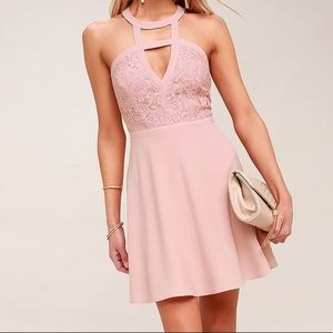 NWT LuLus Blush Pink Skater Dress size Small
